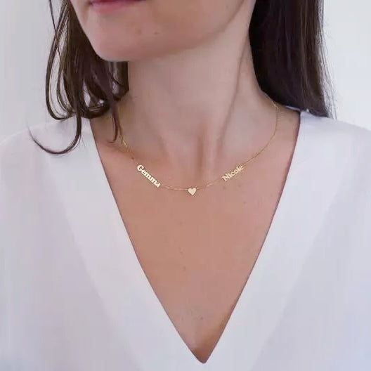 Personalized Two Name Necklace-Best Christmas  Gift For Grandmom