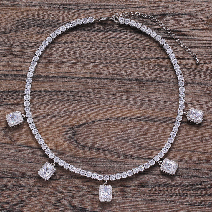 4MM Tennis Chain Square Shape Hip Hop Choker Necklace For Her