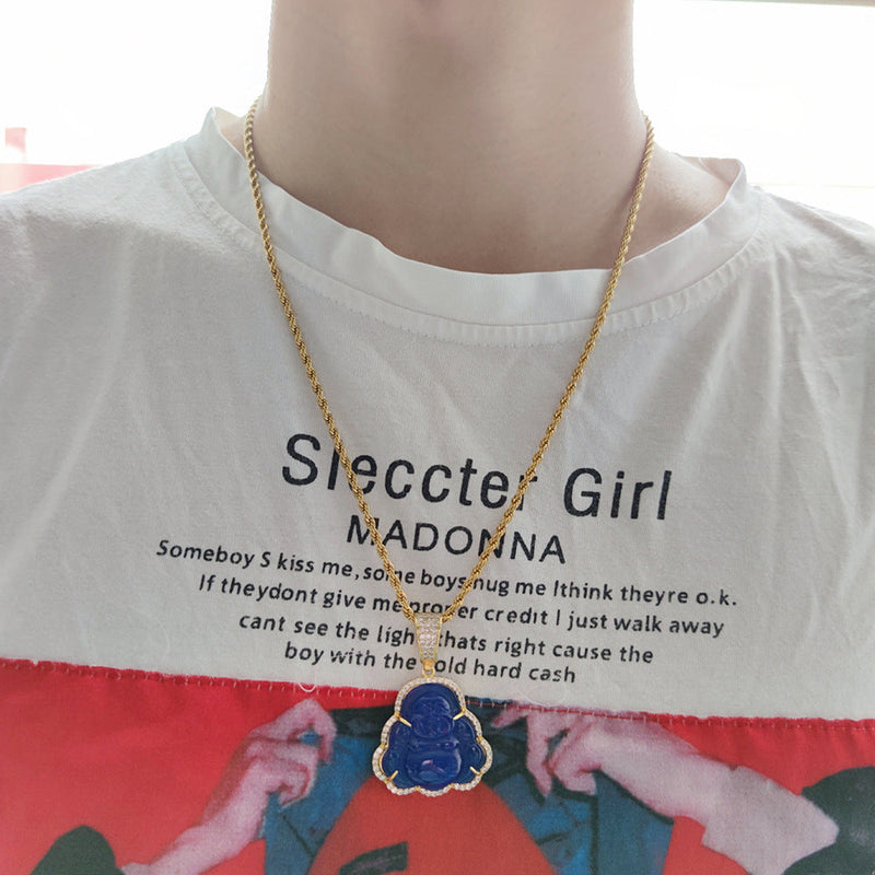 Buddha Pendant AAA Zirconia Hip Hop Necklace For Women