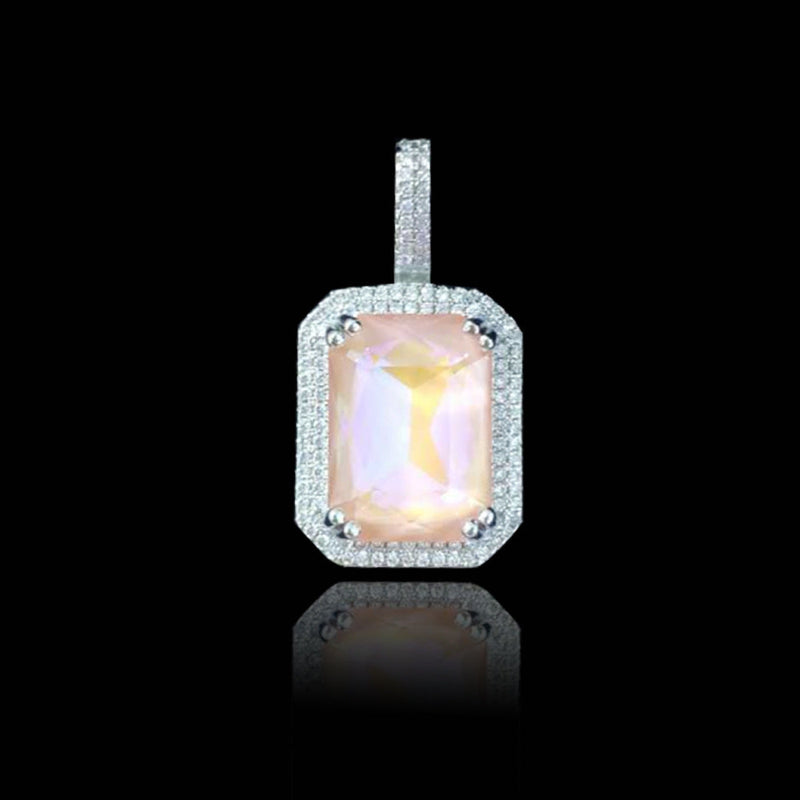 Geometry Square Crystal Pendant Charm Necklace- Women&