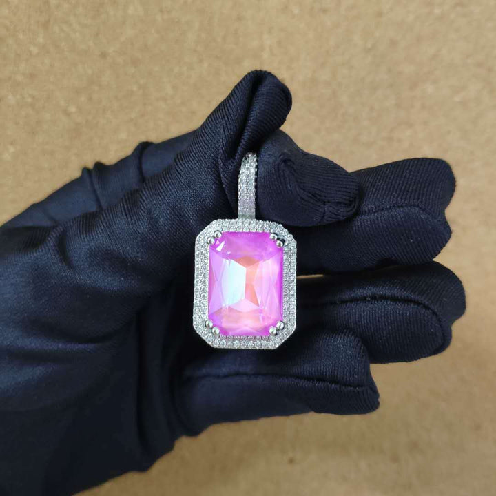 Geometry Square Crystal Pendant Charm Necklace- Women's Hip Hop Jewelry