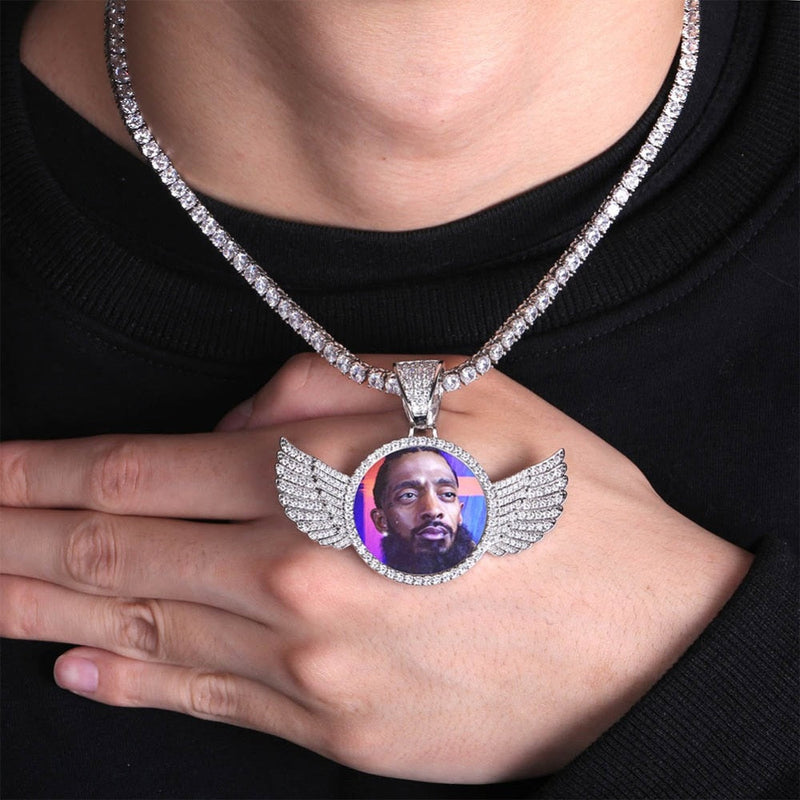 Custom Angel Wing Necklace-Best Gifts For Men- Necklace With Picture Inside
