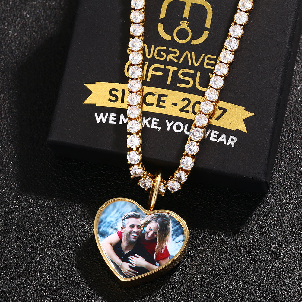 Personalized Photo Cremation Urn Necklace for Ashes With Filling Tool- 18k Gold Custom Heart Pendant Memorial Keepsake