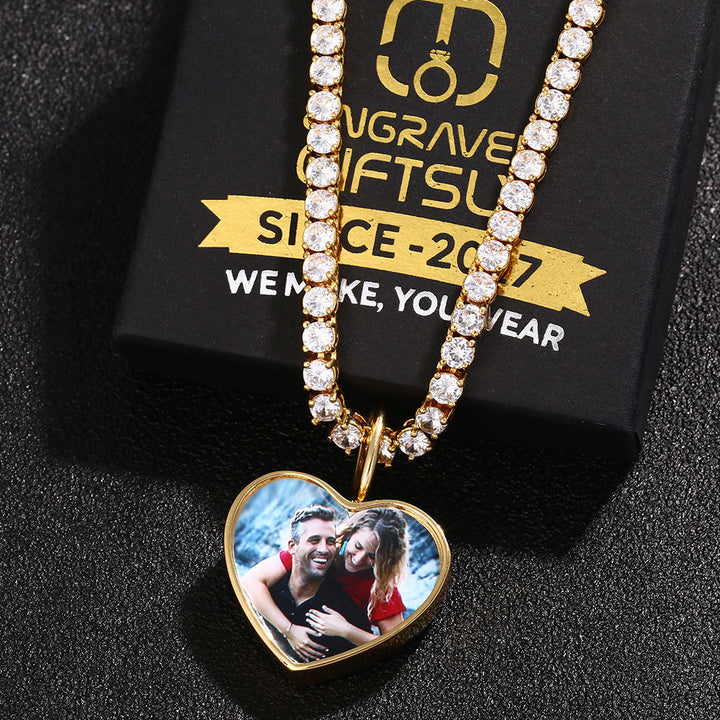 Personalized Photo Cremation Urn Necklace for Ashes With Filling Tool- 18k Gold Custom Heart Pendant Memorial Keepsake