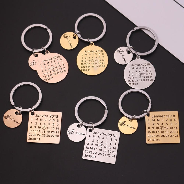 Personalized Keychain With Date, Photo, Engrave Text- Christmas Gifts For Boyfriend