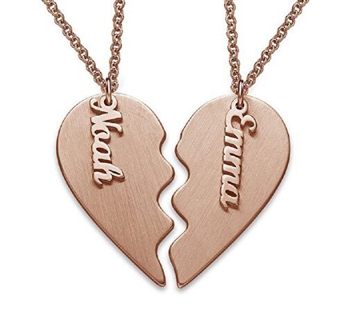 Personalized Couple Heart Necklace- Gifts For Couple- Necklace For Couple