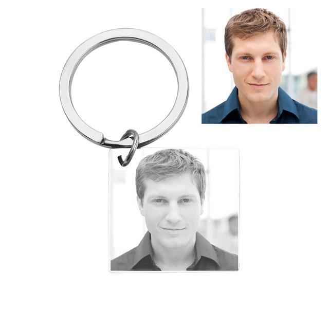 Personalized Keychain With Date, Photo, Engrave Text- Christmas Gifts For Dad