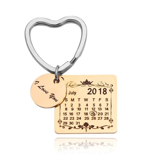 Personalized Keychain With Date, Photo, Engrave Text- Christmas Gifts For Boyfriend