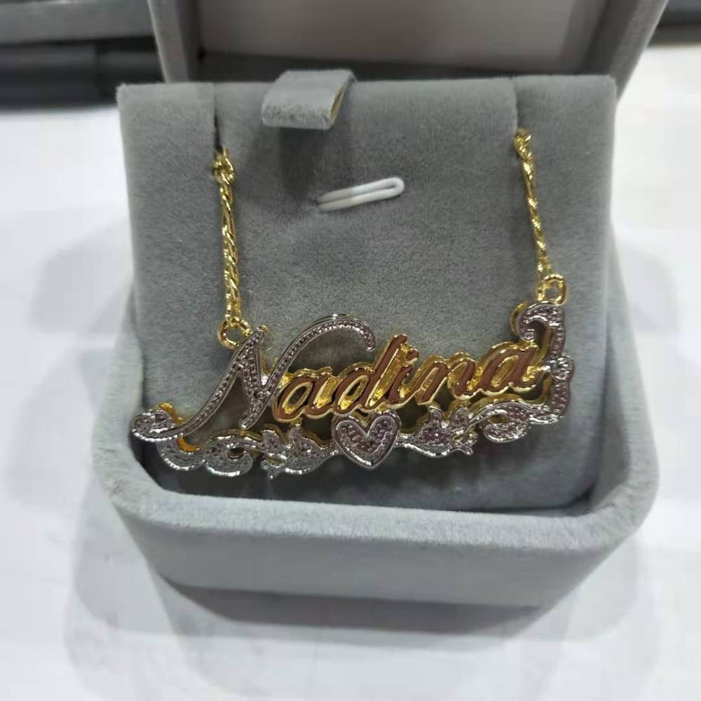 3D Double Plated Name Necklace-Custom Name Necklace-Double Plated Name Necklace