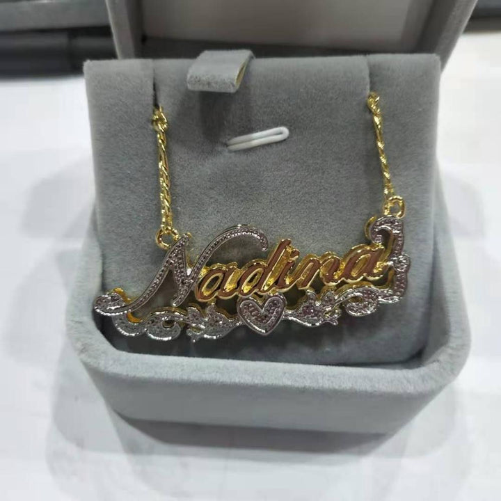 3D Double Plated Name Necklace-Custom Name Necklace-Double Plated Name Necklace