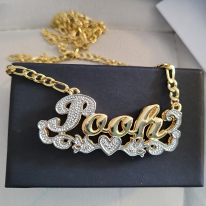 3D Double Plated Name Necklace-Custom Name Necklace-Double Plated Name Necklace