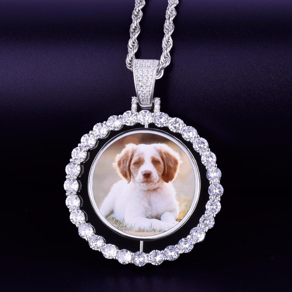 Double Picture Locket Necklace-Rotated Pendant Picture Necklace