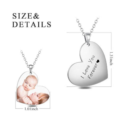Heart Shape Personalized Photo Necklace- Custom Color Necklace With Any Color Photo And Text