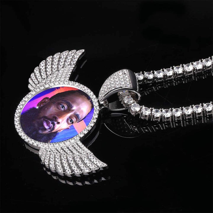 Custom Angel Wing Necklace-Best Gifts For Men- Necklace With Picture Inside
