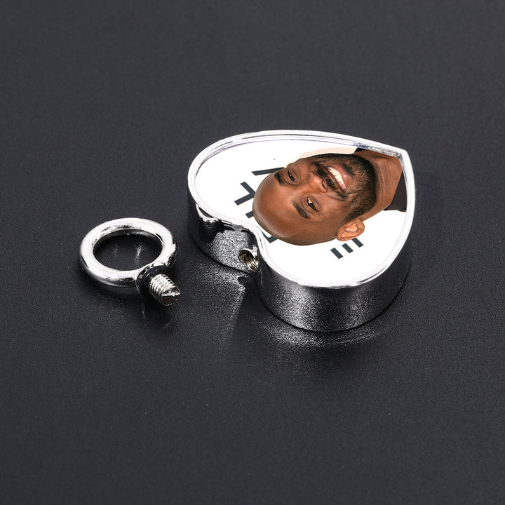 Personalized Photo Cremation Urn Necklace for Ashes With Filling Tool- 18k Gold Custom Heart Pendant Memorial Keepsake