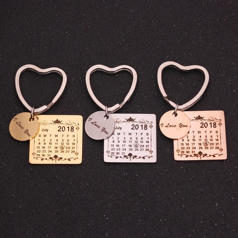 Personalized Keychain With Date, Photo, Engrave Text- Christmas Gifts For Boyfriend