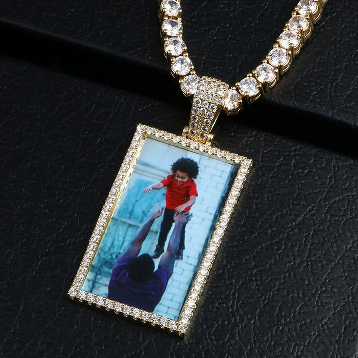 Custom Made Square Photo Medallion Necklaces Christmas Gifts For Couple