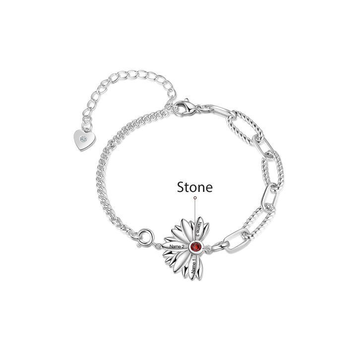 Personalized Sunflower Bracelet-Exclusive Family Name Bracelet