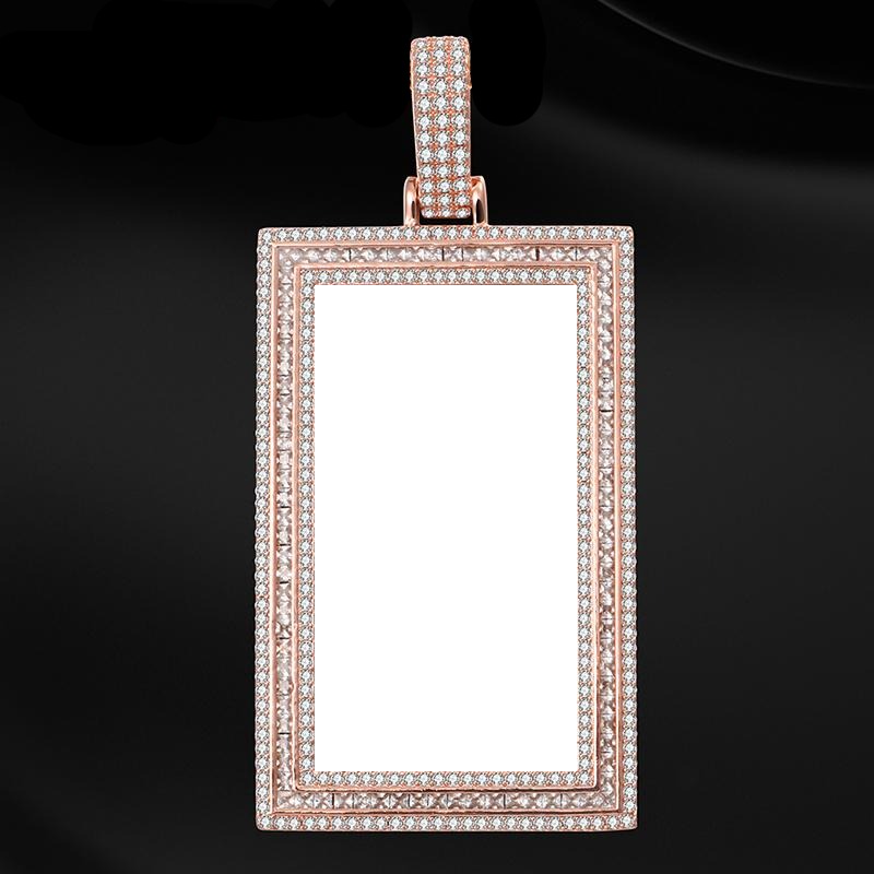 Custom 18k Gold Photo Pendant Necklace-Rectangle Pendant Necklace