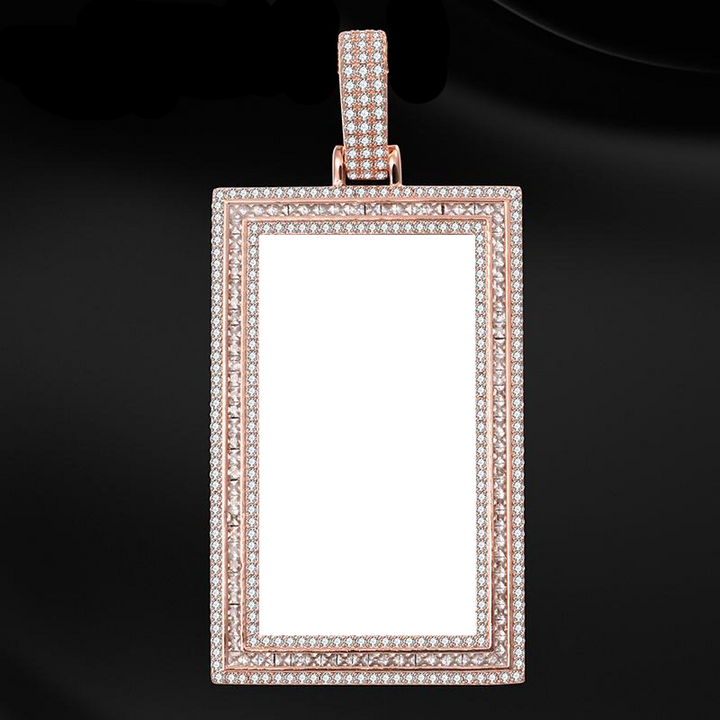 Custom 14k Gold Photo Pendant Necklace-Rectangle Pendant Necklace