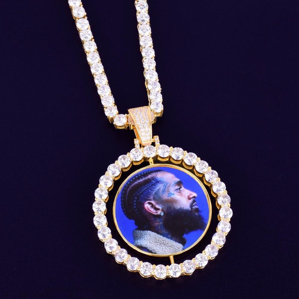 Double Picture Locket Necklace-Rotated Pendant Picture Necklace
