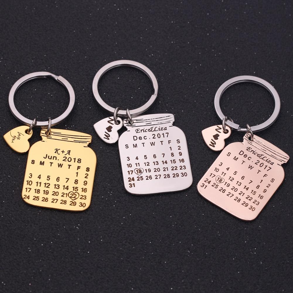 Personalized Keychain With Date, Photo, Engrave Text- Christmas Gifts For Boyfriend