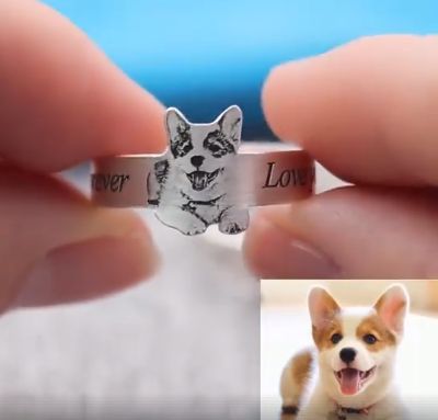 Personalized Pet Ring - Cat Memorial Jewelry Personalized Pet Ring