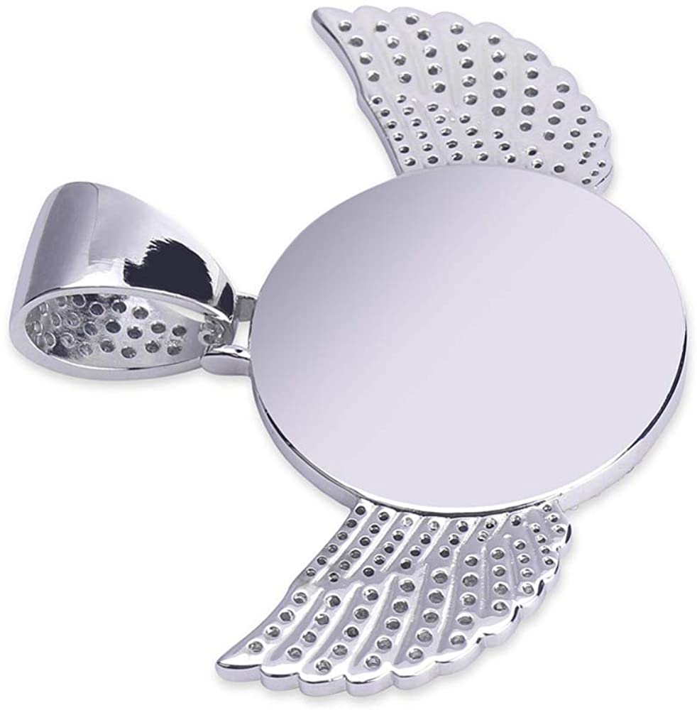 18k Gold Plated Personalized Photo Wings Pendant Medallion Necklace