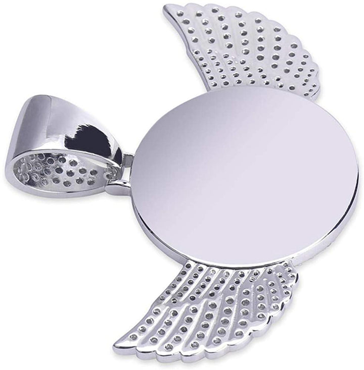 18k Gold Plated Personalized Photo Wings Pendant Medallion Necklace