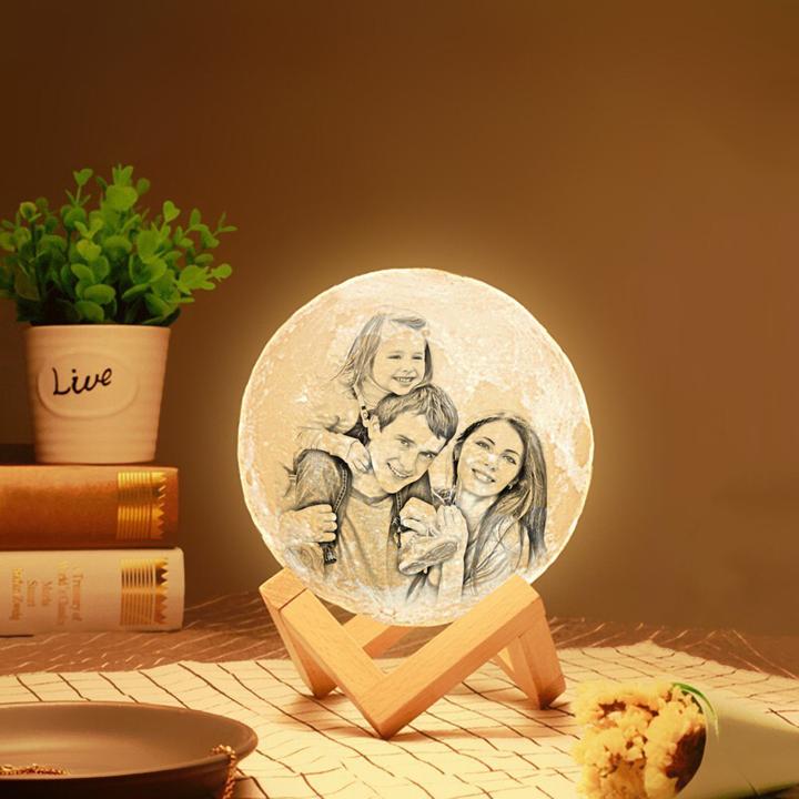 Custom 3D Photo Moon Lamp Night Light Christmas Gift For Daughter From Dad