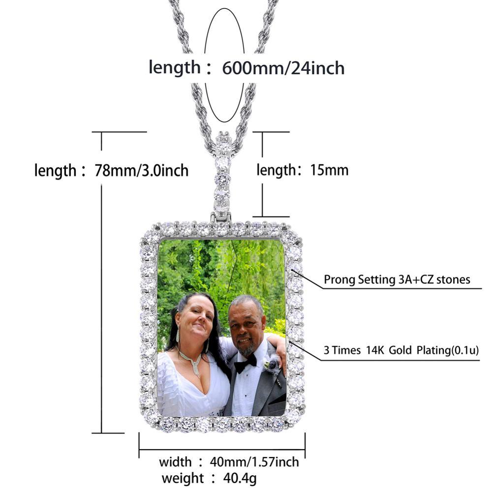 14K Gold Plated Personalized Square Photo Necklace- Best Gift For Dad