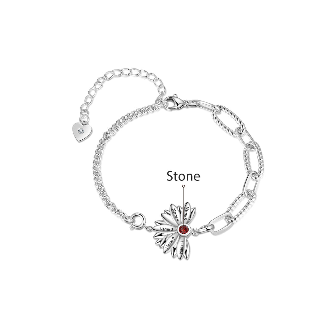 Personalized Sunflower Bracelet-Exclusive Family Name Bracelet