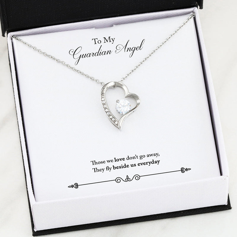 LOVE Forever Heart Necklace With Remembrance Guardian Angel Message Card