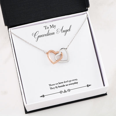 Guardian Angel Interlocking Heart Necklace With "Guardian Angel" Message Card