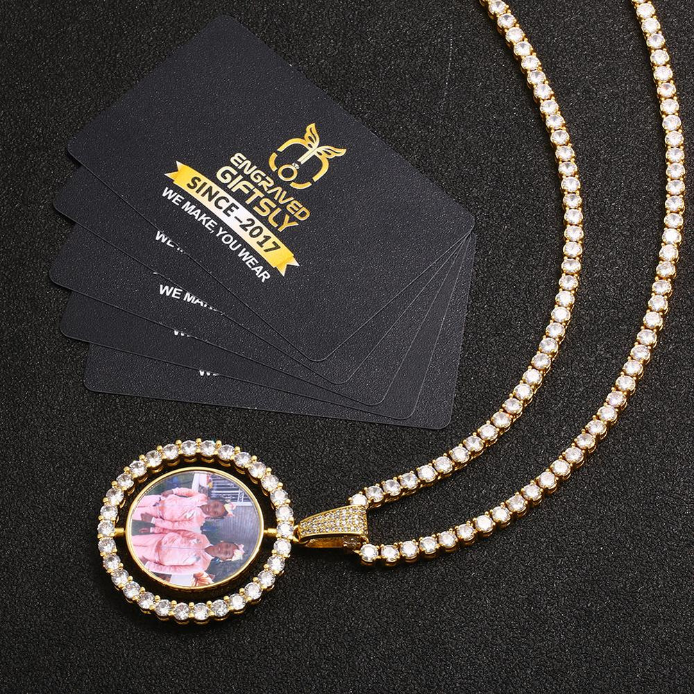 18k Gold Plated Double Sided Photo Necklace-Custom Picture Necklace
