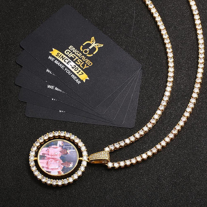 Necklace With Picture Inside- Valentine Gifts For Women- Double Side Rotating Medallion Necklace