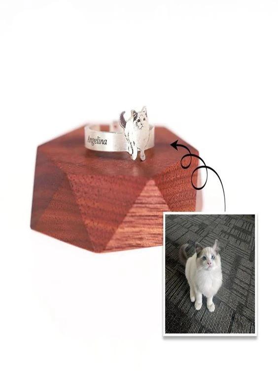 Personalized Pet Ring - Cat Memorial Jewelry Personalized Pet Ring