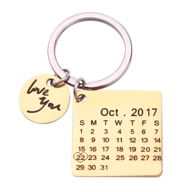Personalized Keychain With Date, Photo, Engrave Text- Christmas Gifts For Dad