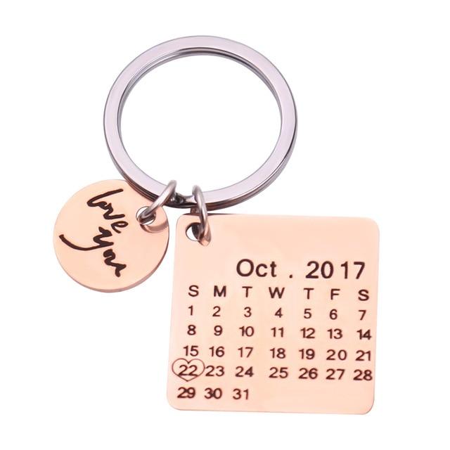 Personalized Keychain With Date, Photo, Engrave Text- Christmas Gifts For Boyfriend