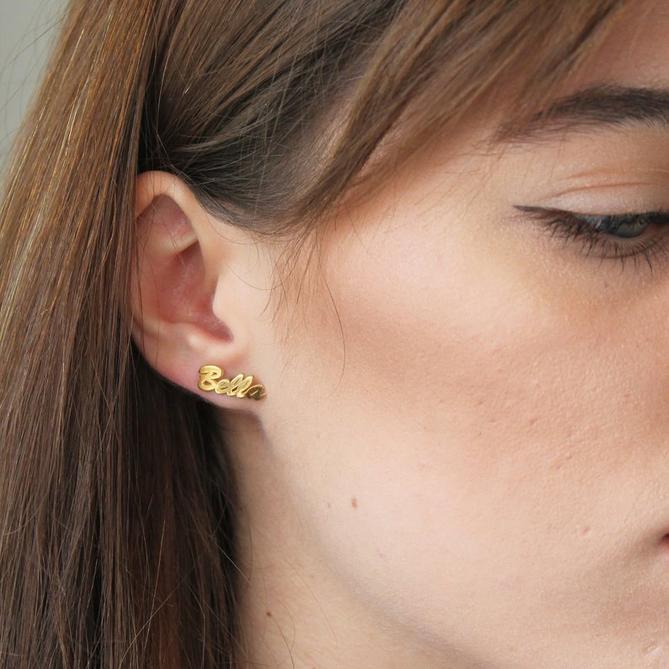 Custom Name Earring For women- Exclusive Name Plate Stud Earring