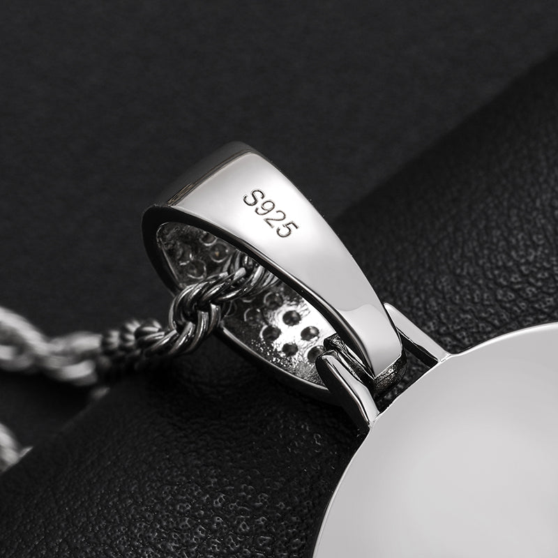 S925 Custom Photo Memory Medallions Solid Pendant Necklace With Moissanite Diamond-Golden Color