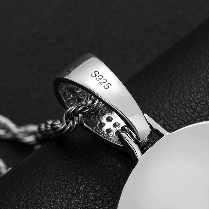 S925 Custom Photo Memory Medallions Solid Pendant Necklace With Moissanite Diamond-Golden Color