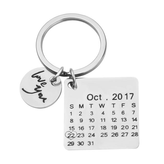 Personalized Keychain With Date, Photo, Engrave Text- Christmas Gifts For Boyfriend