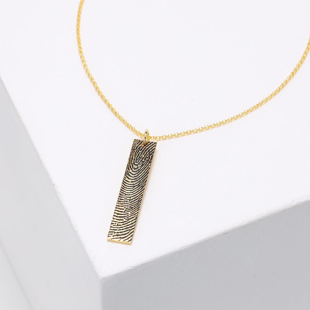 Personalized Couple Fingerprint Bar Necklace