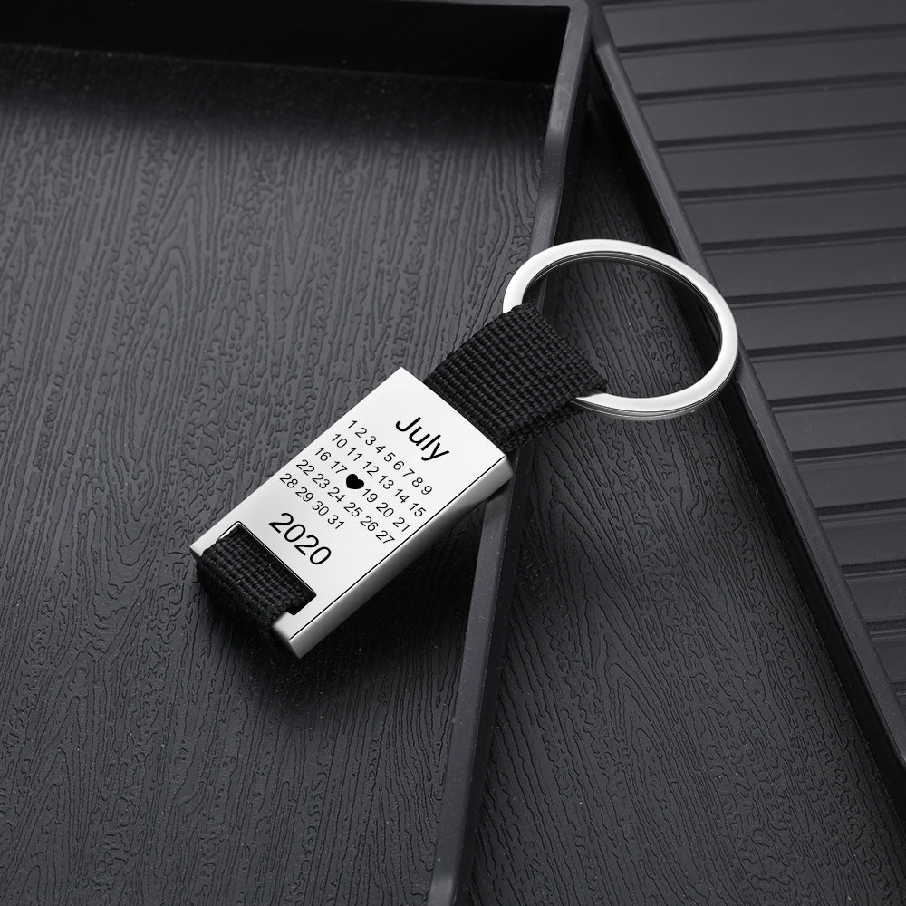 Personalized Calendar Keychain- Custom Date & Picture Calendar Gift for Dad
