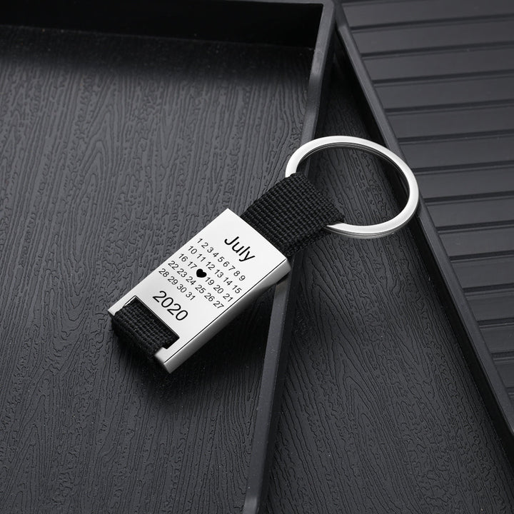 Personalized Calendar Keychain- Custom Date & Picture Calendar Gift for Dad