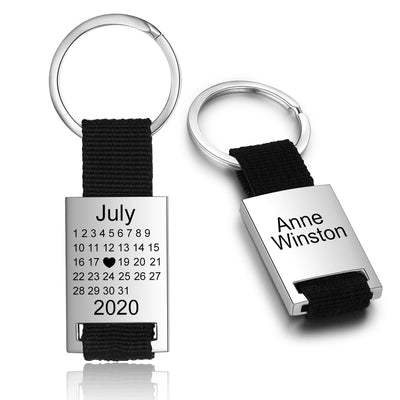 Personalized Calendar Keychain- Custom Date & Picture Calendar Gift for Dad