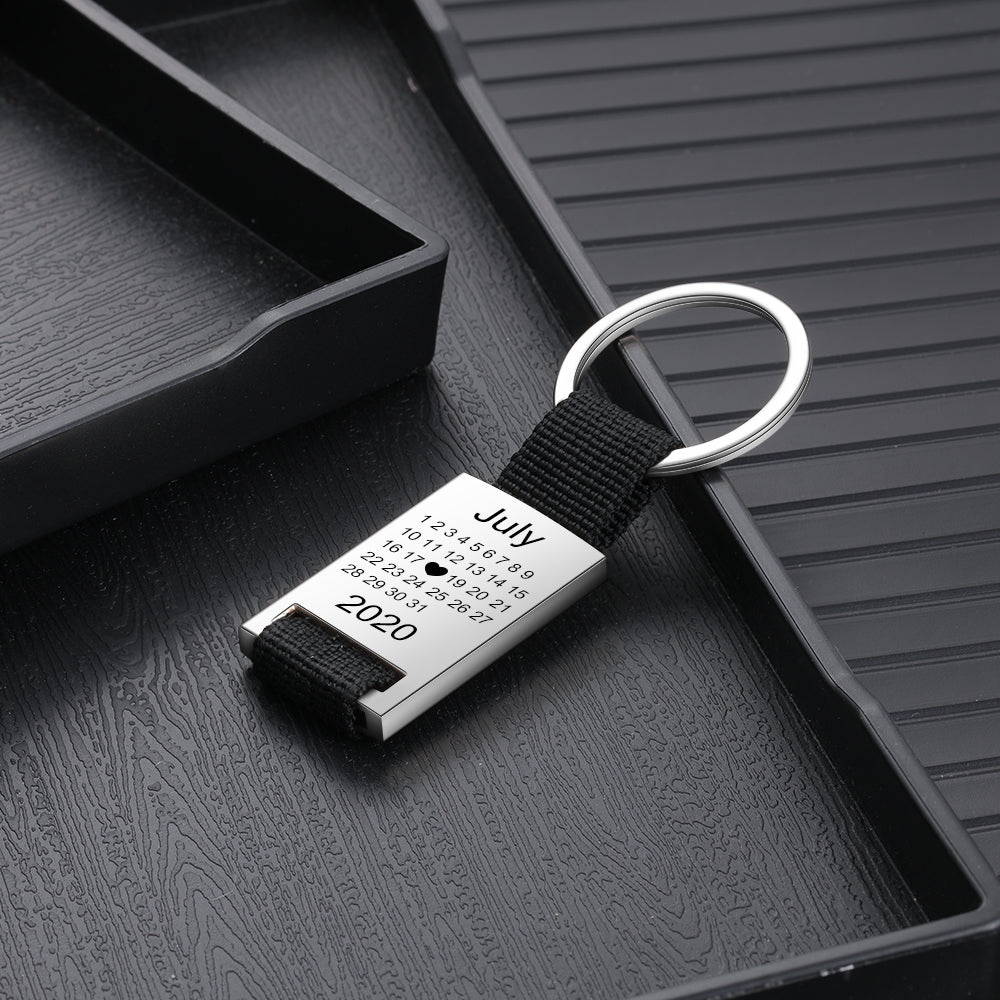 Personalized Calendar Keychain- Custom Date & Picture Calendar Gift for Dad