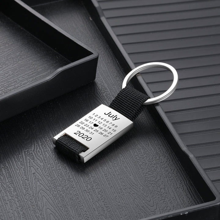 Personalized Calendar Keychain- Custom Date & Picture Calendar Gift for Dad