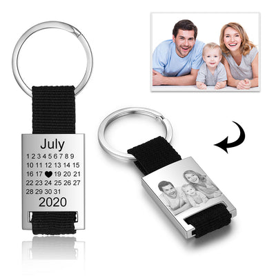 Personalized Calendar Keychain- Custom Date & Picture Calendar Gift for Dad